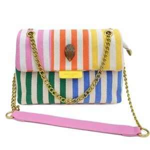 NWOT Kurt Geiger London Colorful Striped Crossbody Shoulder Bag Canvas Purse